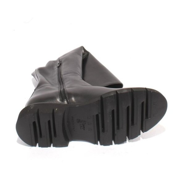 Luca Grossi 158a Black Leather Stretch Zip-Up Knee High Boots - Picture 8 of 8